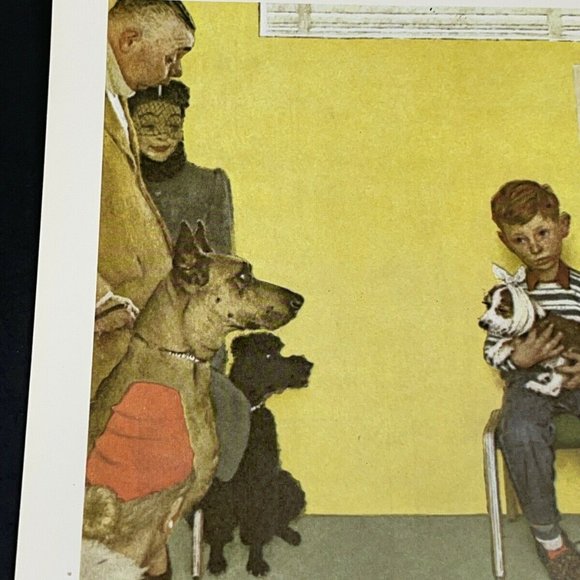 Norman Rockwell At The Vet’s Office Lithograph Waiting for the Vet 8” x 10” - Picture 6 of 8